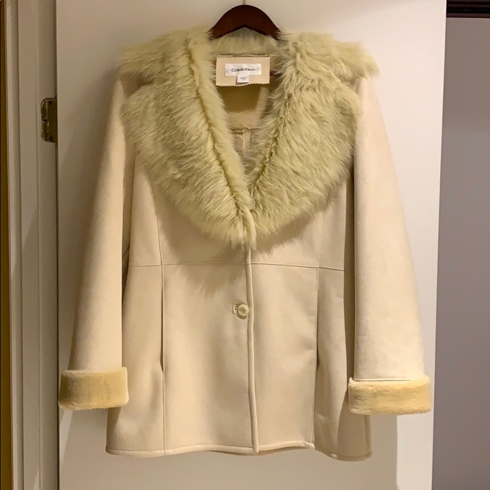Beautiful Cream Calvin Klein Faux Shearling Jacket